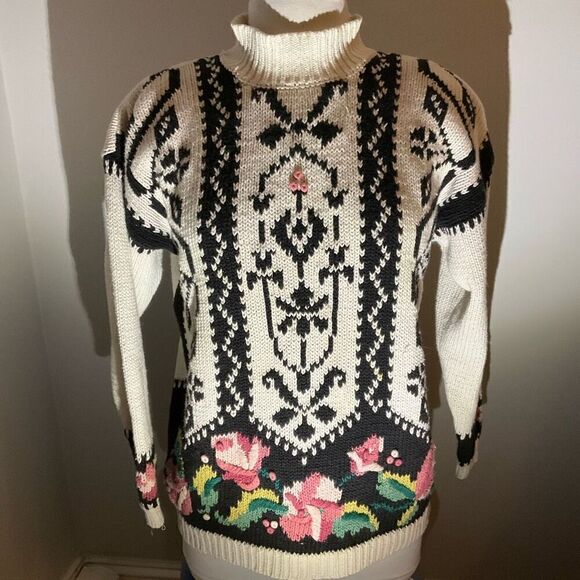 Rebecca Stone Vintage 80’s Knit Floral Sweater, Medium - Picture 12 of 14